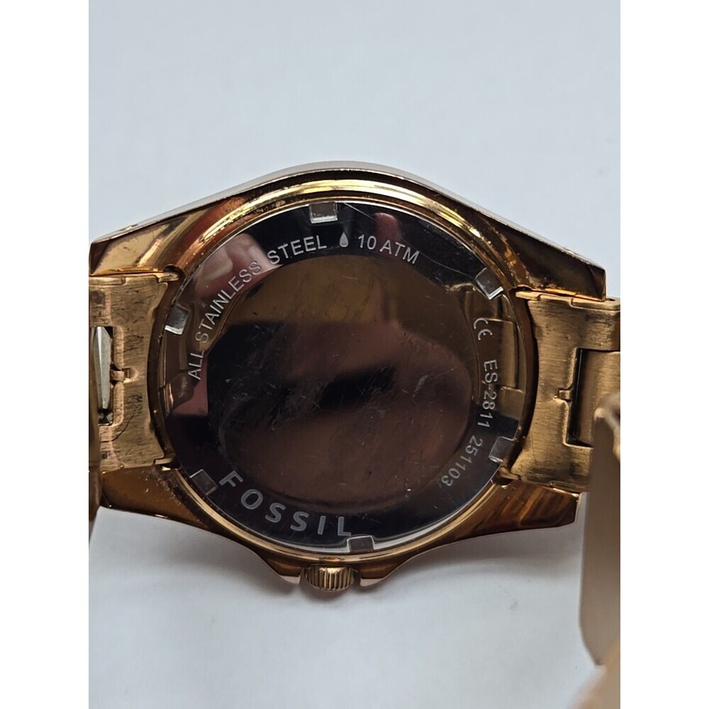 Fossil Riley ES2811 Women Rose Gold Crystal Multifunction Watch New Battery Sz-S - Picture 11 of 11